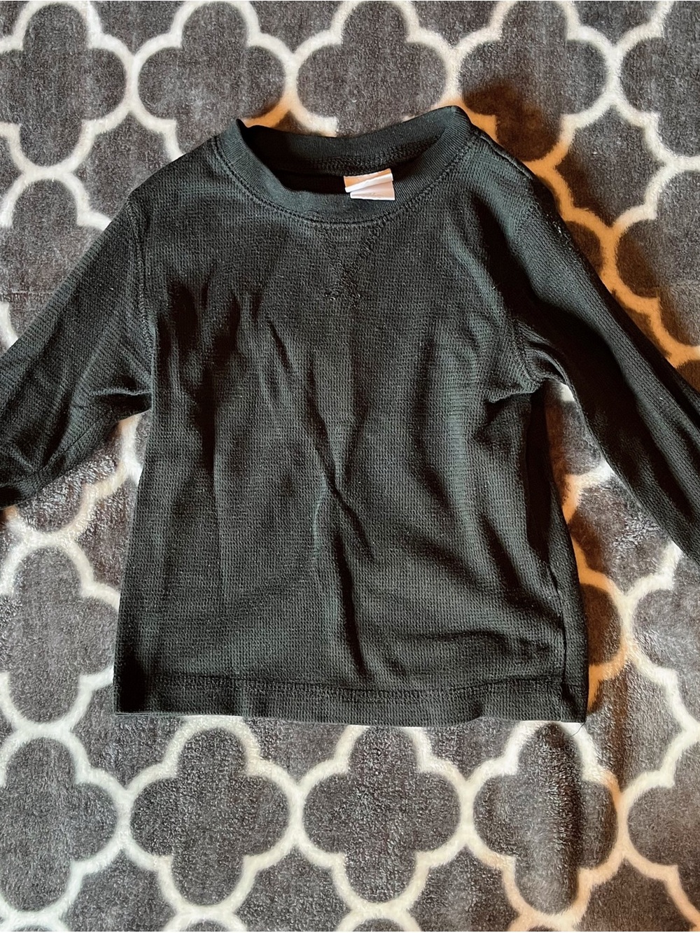 2T Circo Black Waffle-Knit Crew Neck Top